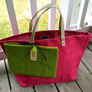 "Mud Pie" two-piece solid jute carry-all